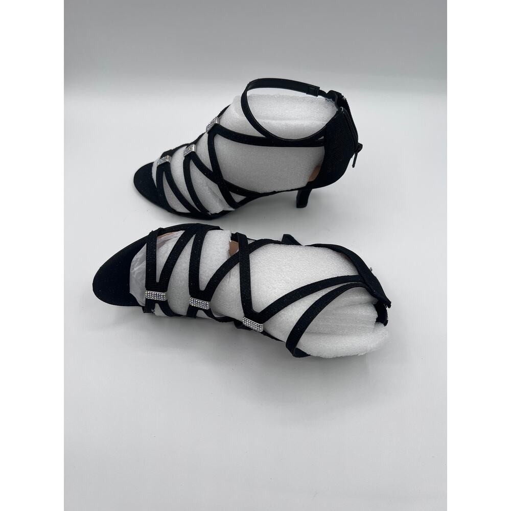 BELLA VITA 'KARLETTE' DRESS HEEL SANDAL BLACK GLITTER FABRIC 6WW DOUBLE WIDE NEW - Picture 8 of 13